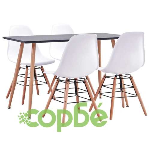 Трапезен комплект, 5 части, пластмаса, бял ➤ топ цена ➤ sorbe.bg