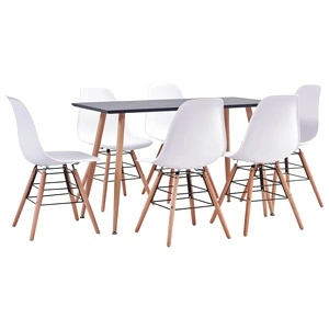 Трапезен комплект, 7 части, пластмаса, бял