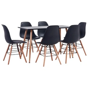 Трапезен комплект, 7 части, пластмаса, черен