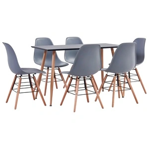 Трапезен комплект, 7 части, пластмаса, сив