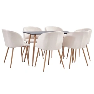 Трапезен комплект, 7 части, текстил, кремав