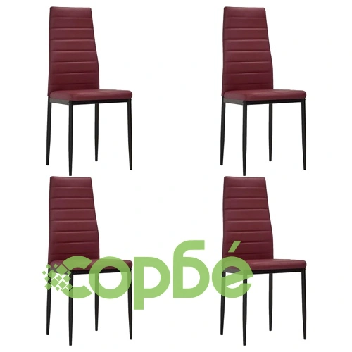 Трапезен комплект от 5 части, изкуствена кожа, бордо червено ➤ топ цена ➤ sorbe.bg