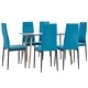 3053833  7 Piece Dining Set Faux Leather Sea Blue (248310+282587+282588)
