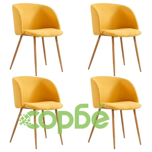 Трапезен комплект, 5 части, текстил, жълт ➤ топ цена ➤ sorbe.bg