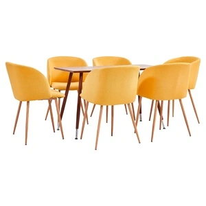 Трапезен комплект, 7 части, текстил, жълт