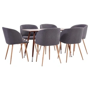 Трапезен комплект, 7 части, текстил, таупе