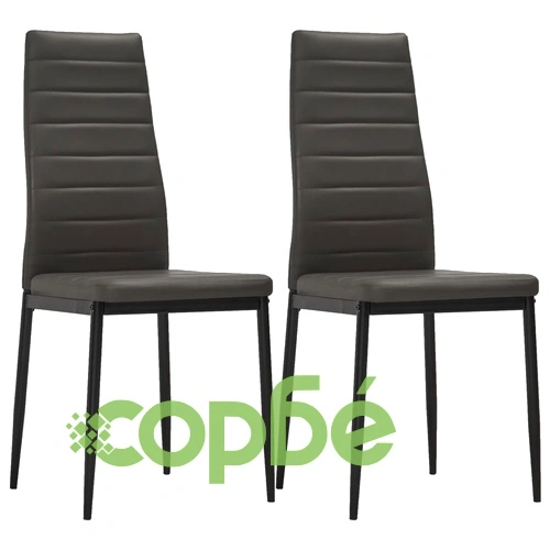 Трапезен комплект от 3 части, изкуствена кожа, сив ➤ топ цена ➤ sorbe.bg