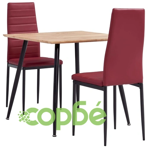 Трапезен комплект от 3 части, изкуствена кожа, бордо червено ➤ топ цена ➤ sorbe.bg