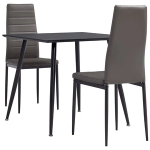 Трапезен комплект от 3 части, изкуствена кожа, сив