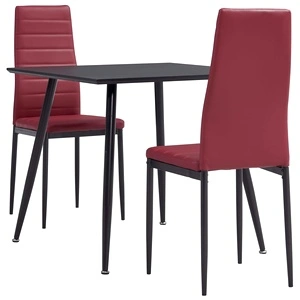 Трапезен комплект от 3 части, изкуствена кожа, бордо червено