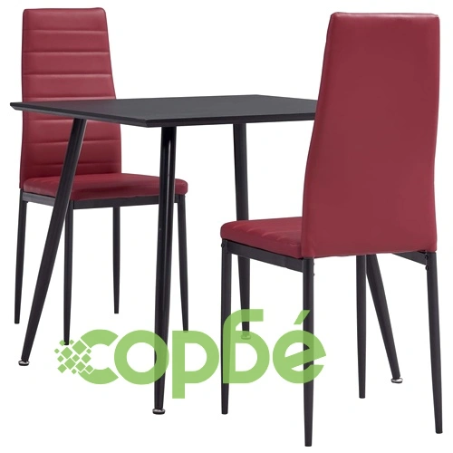 Трапезен комплект от 3 части, изкуствена кожа, бордо червено ➤ топ цена ➤ sorbe.bg