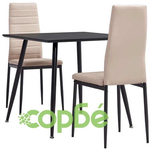 3053950  3 Piece Dining Set Faux Leather Cappuccino(248302+282585) ➤ топ цена ➤ sorbe.bg