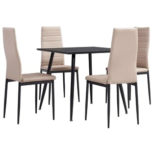 3053951  5 Piece Dining Set Faux Leather Cappuccino(248302+282586)