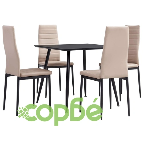 3053951  5 Piece Dining Set Faux Leather Cappuccino(248302+282586) ➤ топ цена ➤ sorbe.bg