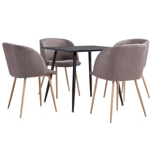 Трапезен комплект, 5 части, текстил, кафяв