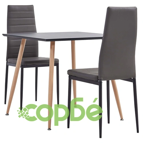 Трапезен комплект от 3 части, изкуствена кожа, сив ➤ топ цена ➤ sorbe.bg