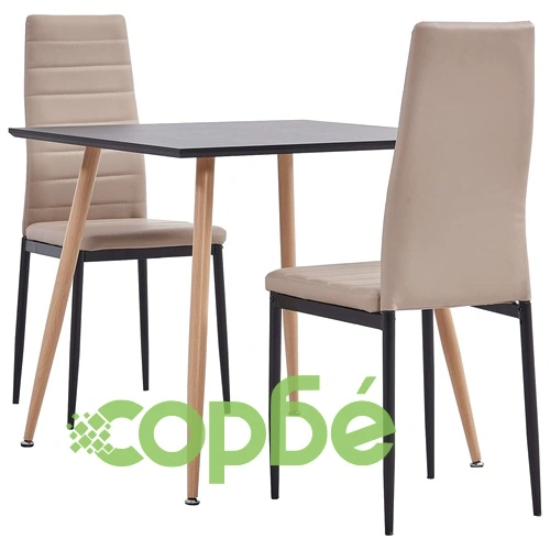 3054030  3 Piece Dining Set Faux Leather Cappuccino(248308+282585) ➤ топ цена ➤ sorbe.bg