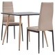 3054030  3 Piece Dining Set Faux Leather Cappuccino(248308+282585)