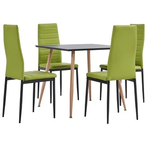 Трапезен комплект от 5 части, изкуствена кожа, зелено лайм 