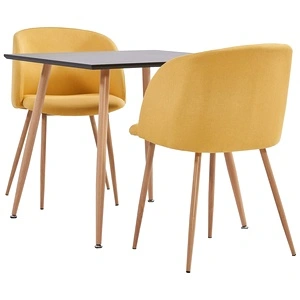 Трапезен комплект, 3 части, текстил, жълт