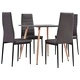 3054067  5 Piece Dining Set Faux Leather Grey(248311+282582)