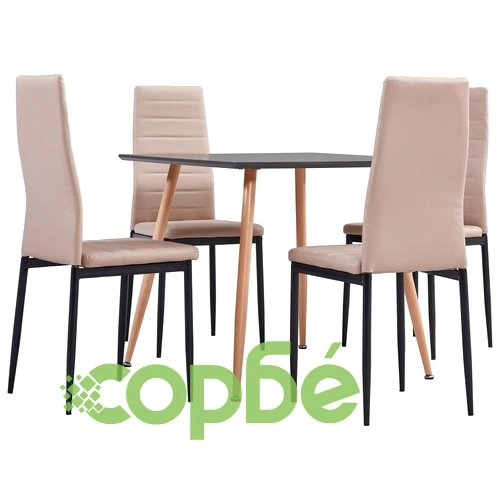 3054071  5 Piece Dining Set Faux Leather Cappuccino(248311+282586) ➤ топ цена ➤ sorbe.bg