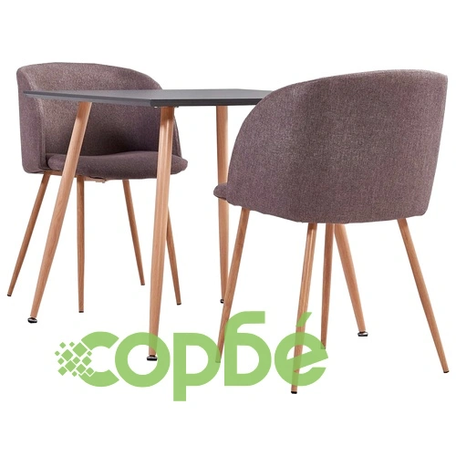 Трапезен комплект, 3 части, текстил, кафяв ➤ топ цена ➤ sorbe.bg