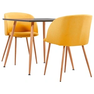 Трапезен комплект, 3 части, текстил, жълт