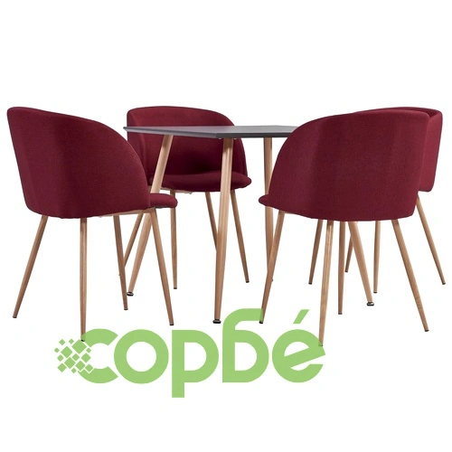 Трапезен комплект, 5 части, текстил, виненочервен ➤ топ цена ➤ sorbe.bg