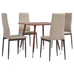 3054111  5 Piece Dining Set Faux Leather Cappuccino(248314+282586)