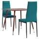 3054112  3 Piece Dining Set Faux Leather Sea Blue(248314+282587)