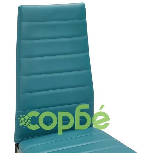 3054113  5 Piece Dining Set Faux Leather Sea Blue(248314+282588) ➤ топ цена ➤ sorbe.bg