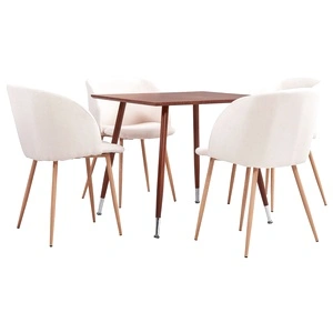 Трапезен комплект, 5 части, текстил, кремав