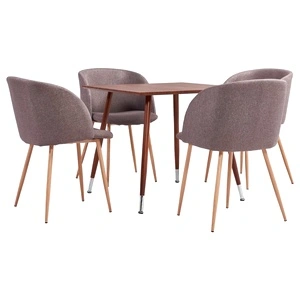 Трапезен комплект, 5 части, текстил, кафяв