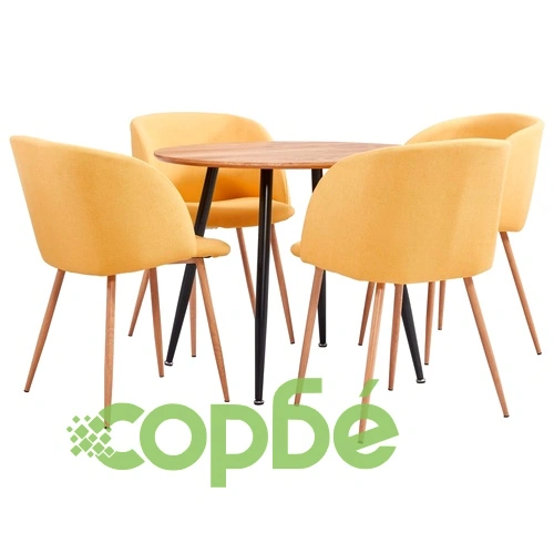 Трапезен комплект, 5 части, текстил, жълт ➤ топ цена ➤ sorbe.bg