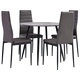 3054187  5 Piece Dining Set Faux Leather Grey(248303+282582)