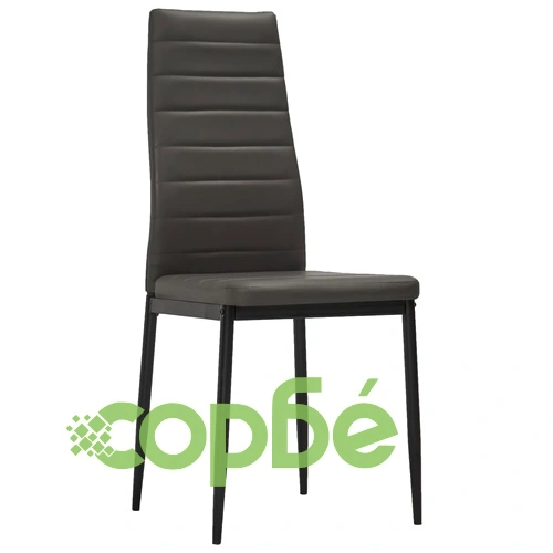 3054187  5 Piece Dining Set Faux Leather Grey(248303+282582) ➤ топ цена ➤ sorbe.bg