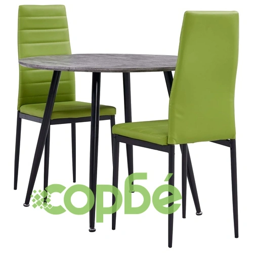 Трапезен комплект от 3 части, изкуствена кожа, зелено лайм ➤ топ цена ➤ sorbe.bg