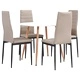 3054231  5 Piece Dining Set Faux Leather Cappuccino(248306+282586)