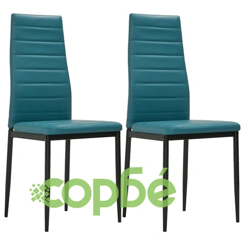 3054232  3 Piece Dining Set Faux Leather Sea Blue(248306+282587) ➤ топ цена ➤ sorbe.bg