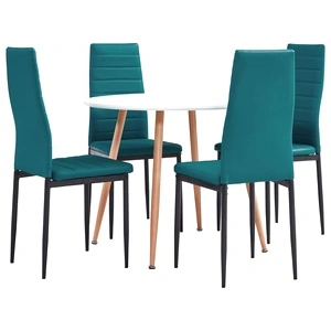 Трапезен комплект от 5 части, изкуствена кожа, морскосиньо