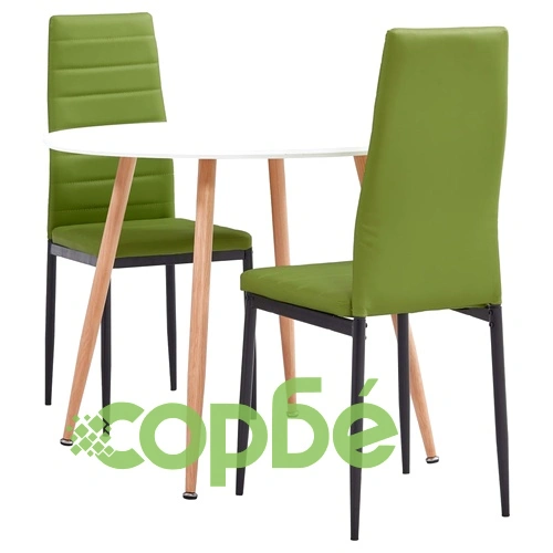 Трапезен комплект от 3 части, изкуствена кожа, зелено лайм ➤ топ цена ➤ sorbe.bg