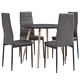 3054267  5 Piece Dining Set Faux Leather Grey(248309+282582)