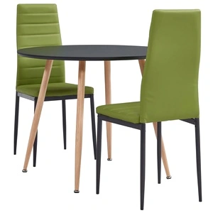 Трапезен комплект от 3 части, изкуствена кожа, зелено лайм