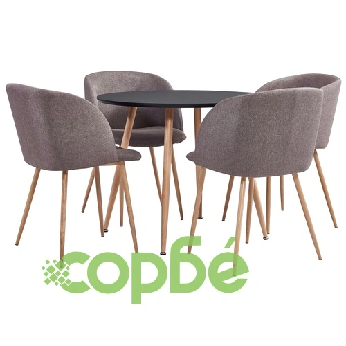 Трапезен комплект, 5 части, текстил, кафяв ➤ топ цена ➤ sorbe.bg