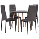 3054307  5 Piece Dining Set Faux Leather Grey(248312+282582)