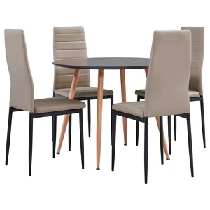 3054311  5 Piece Dining Set Faux Leather Cappuccino(248312+282586)