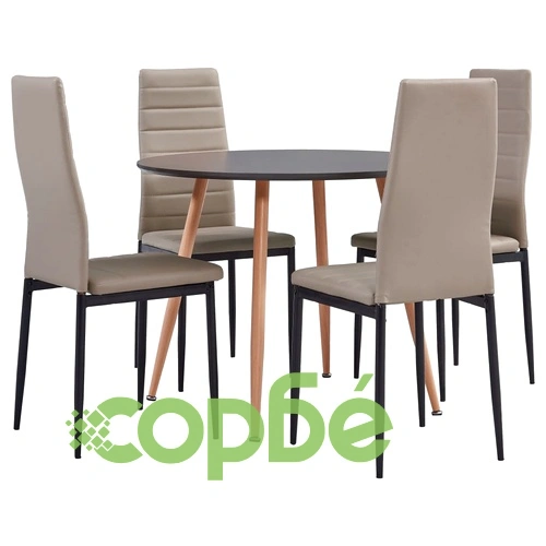 3054311  5 Piece Dining Set Faux Leather Cappuccino(248312+282586) ➤ топ цена ➤ sorbe.bg