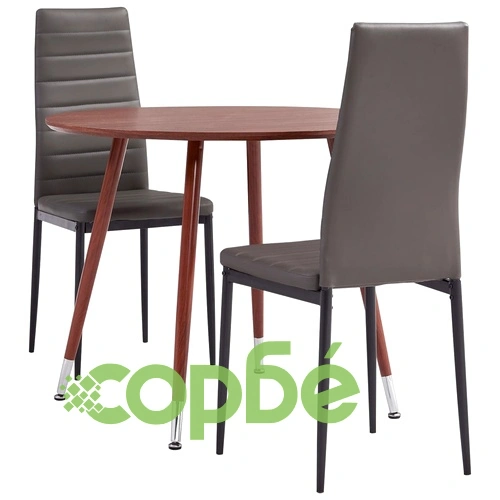 Трапезен комплект от 3 части, изкуствена кожа, сив ➤ топ цена ➤ sorbe.bg