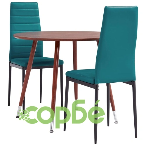 Трапезен комплект от 3 части, изкуствена кожа, морскосиньо ➤ топ цена ➤ sorbe.bg